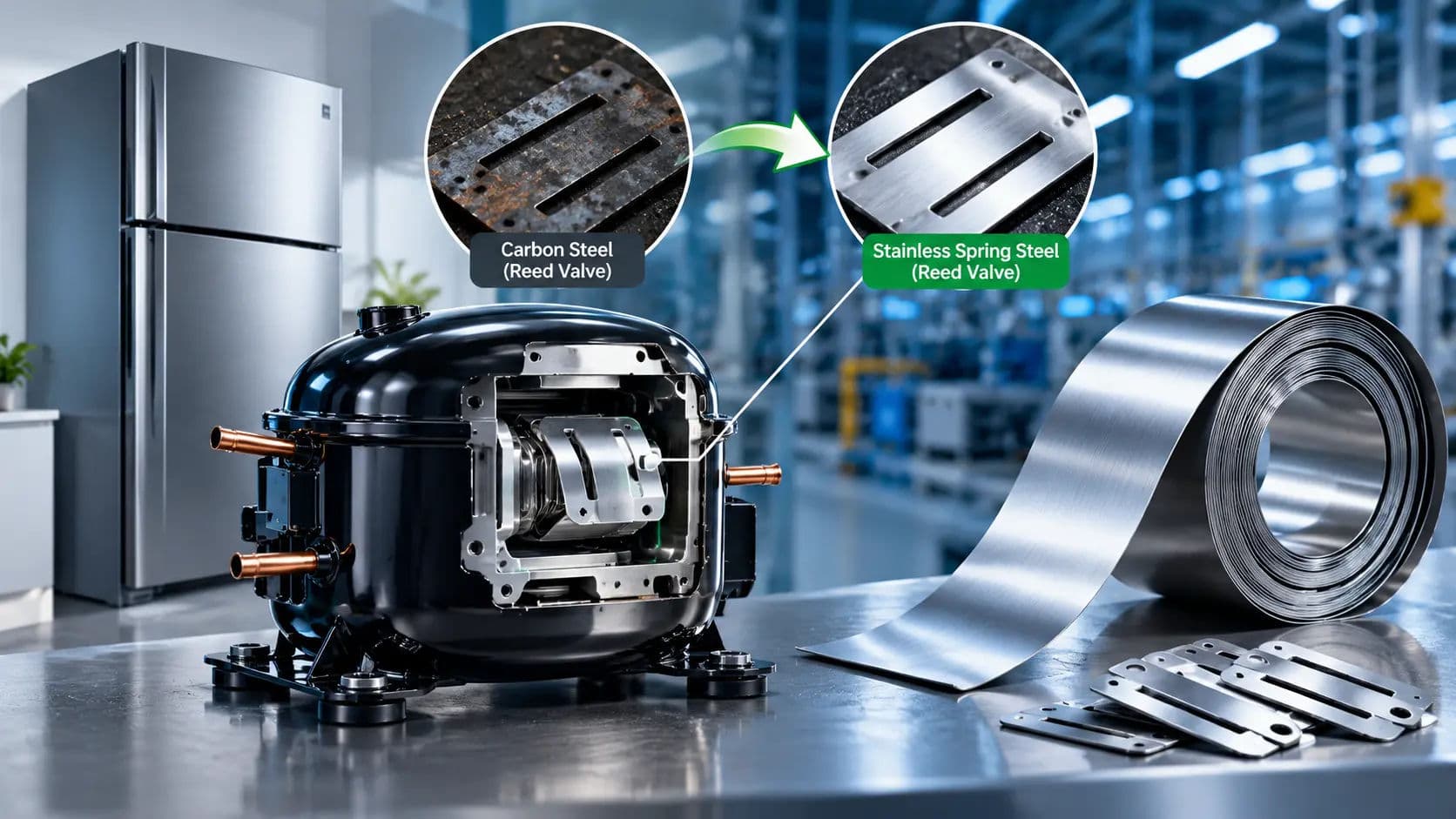 Driving compressor efficiency with stainless steel